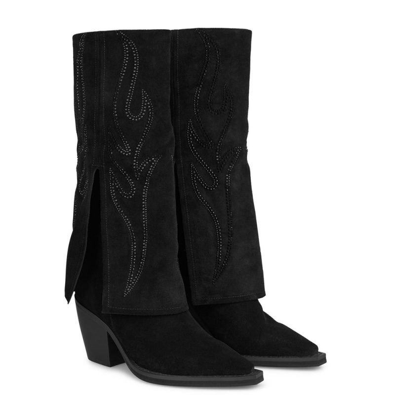 Bottes à Talons Alma En Pena Flames Adornment Boot Blanche Noir Femme | KKW-15138823